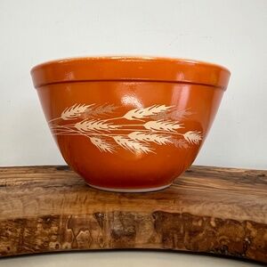 Vintage PYREX Orange Autumn Harvest Wheat Mixing Nesting Bowl #401 Small 750ml.